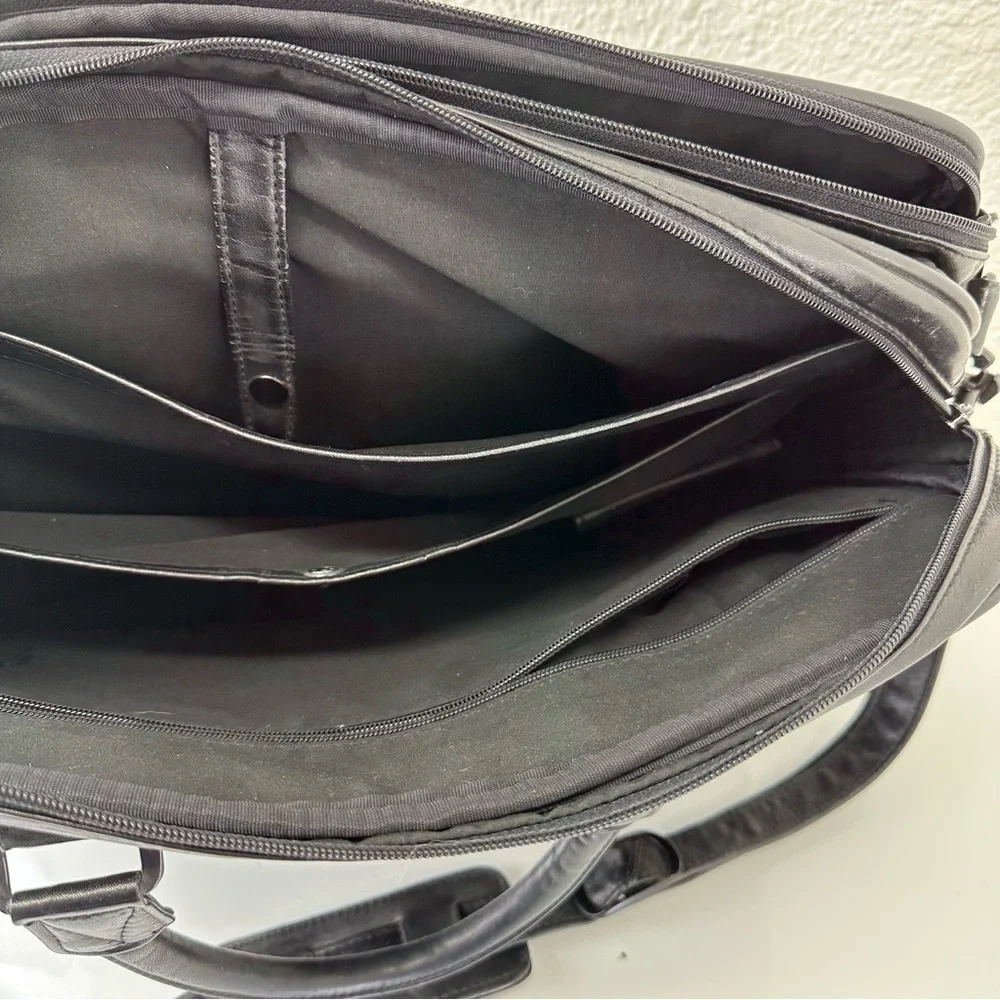 SATCHI genuine black leather messenger bag unisex academia